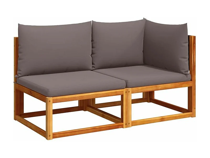 Canapé de jardin avec coussins 2 places bois massif d'acacia