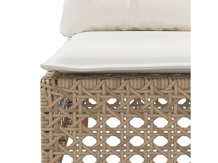 Canapé de jardin avec coussins 3 places beige résine tressée