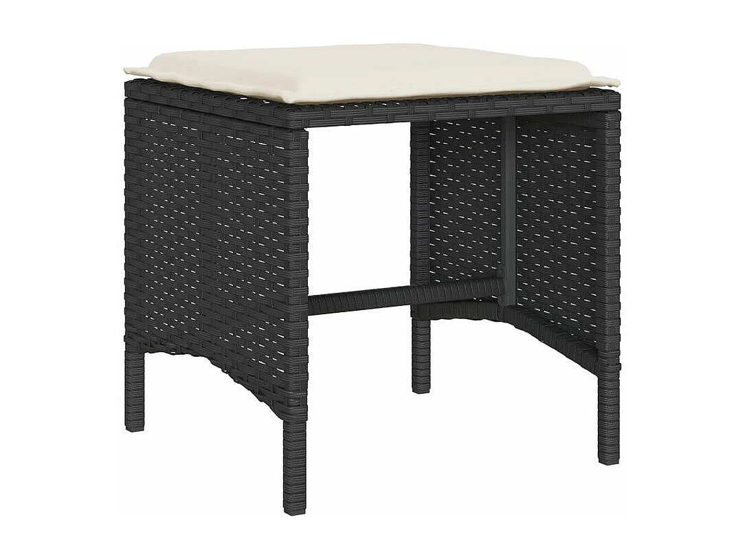 Salon de jardin 6 pcs avec coussins noir résine tressée