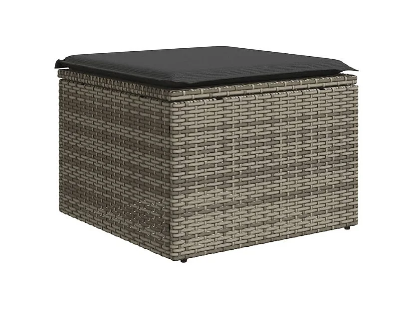 Salon de jardin 6 pcs avec coussins gris résine tressée