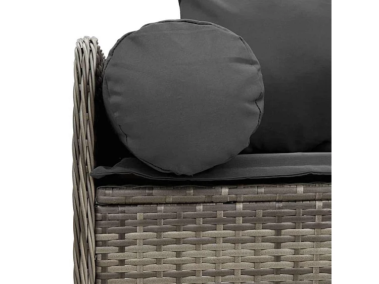 Canapé de jardin avec coussins 3 places gris résine tressée