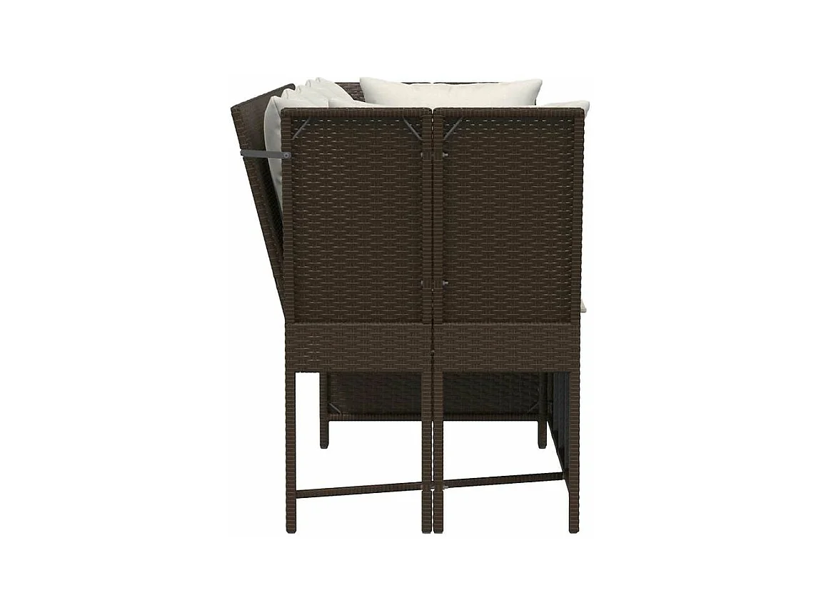 Canapé de jardin avec coussins marron résine tressée