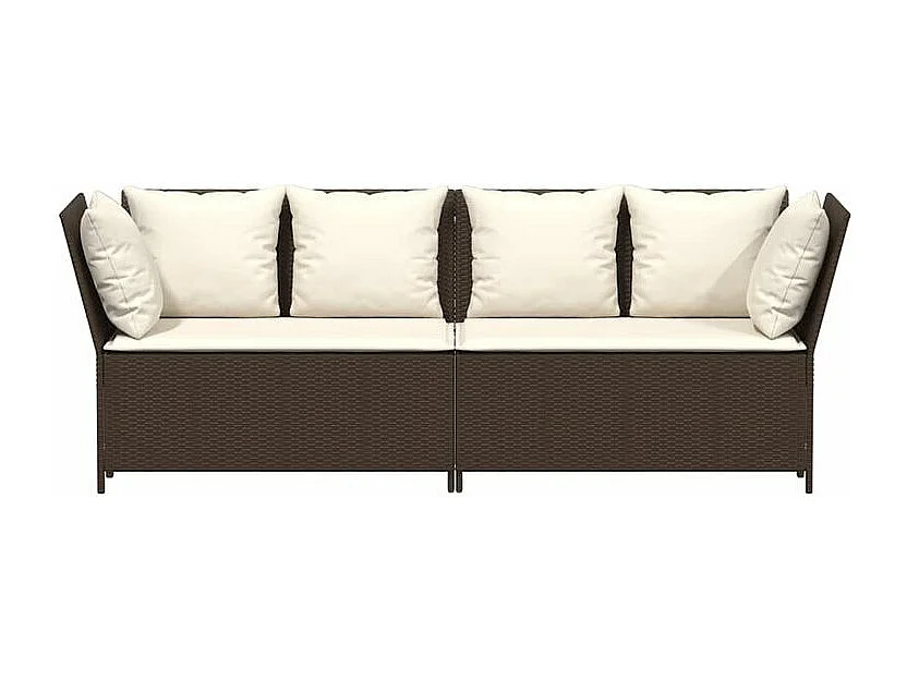 Canapé de jardin avec coussins marron résine tressée