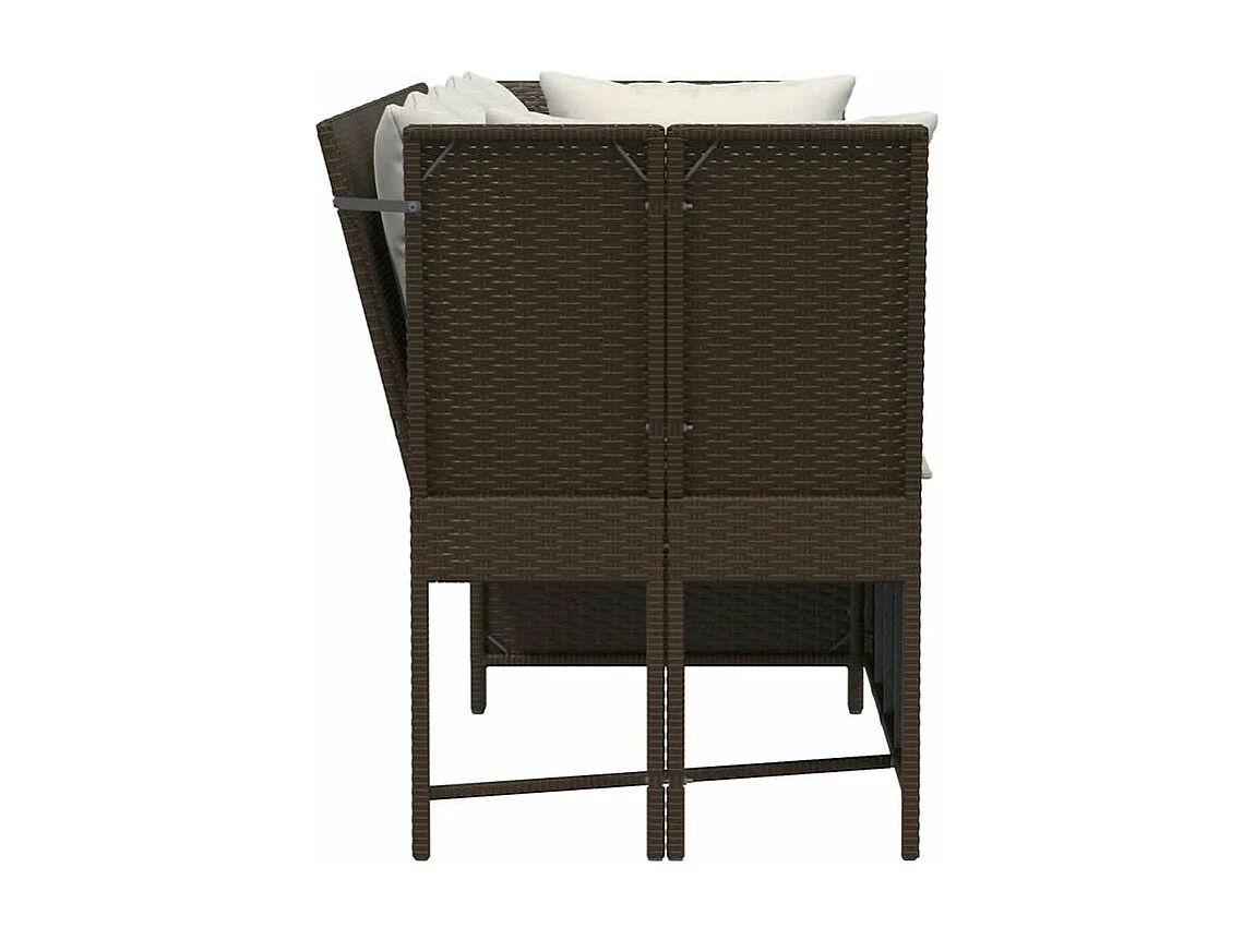 Canapé de jardin avec coussins marron résine tressée