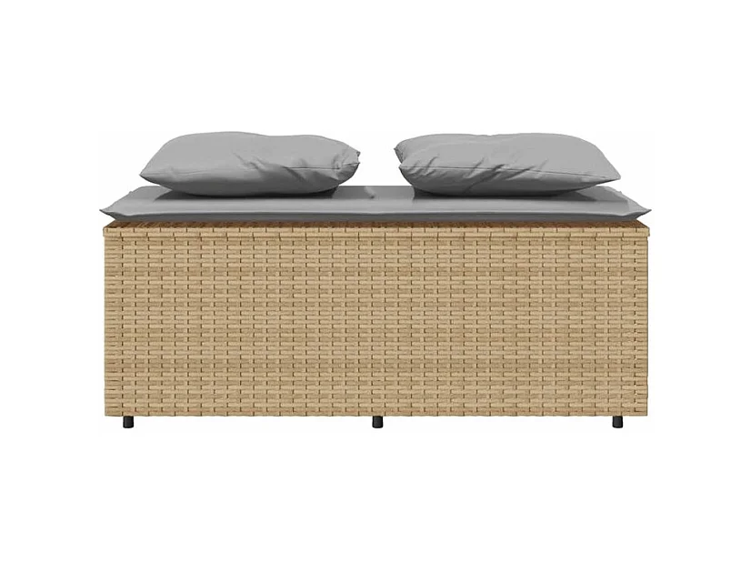 Ensemble à manger de jardin et coussins 3 pcs Beige poly rotin