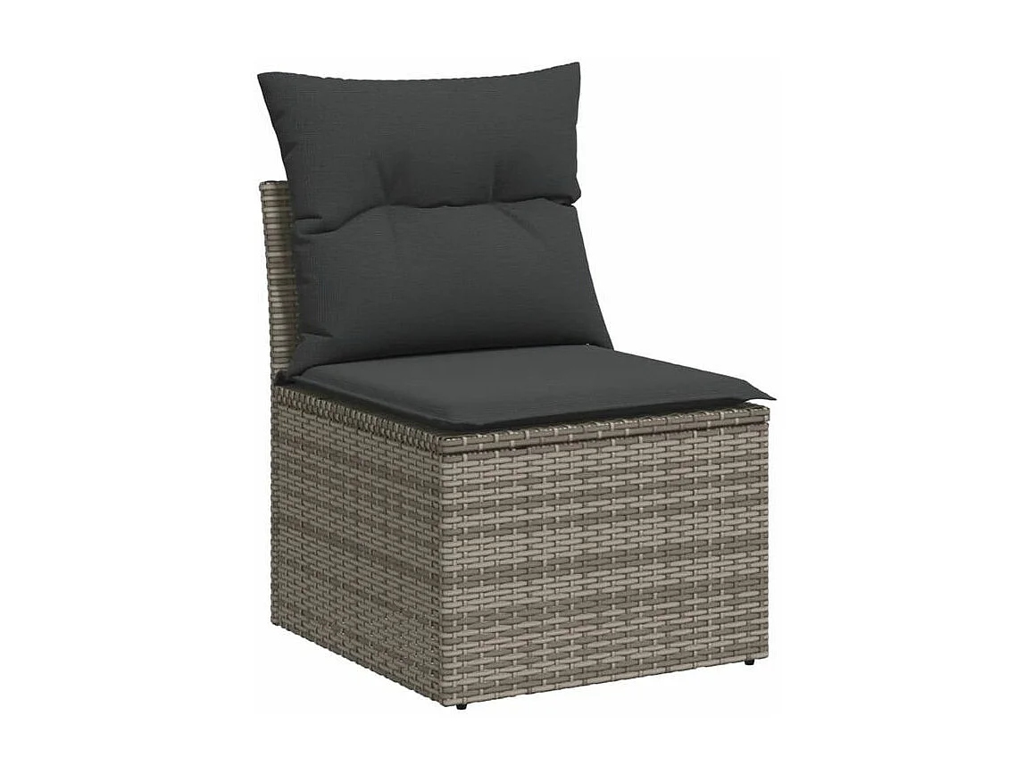 Salon de jardin avec coussins 10 pcs gris résine tressée