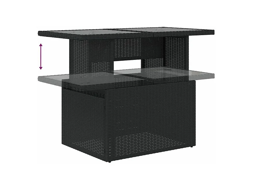 Salon de jardin 10 pcs avec coussins noir résine tressée