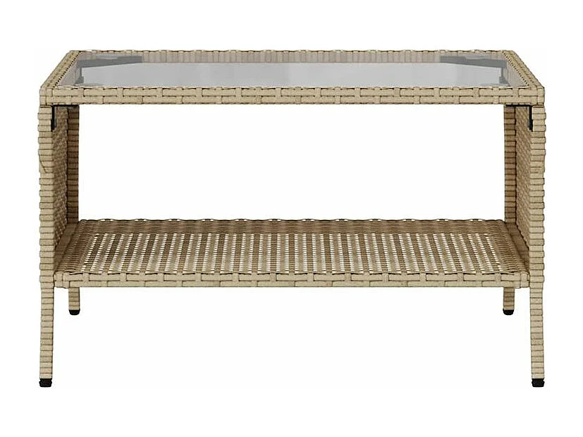 Canapé de jardin 2places coussins et table beige résine tressée