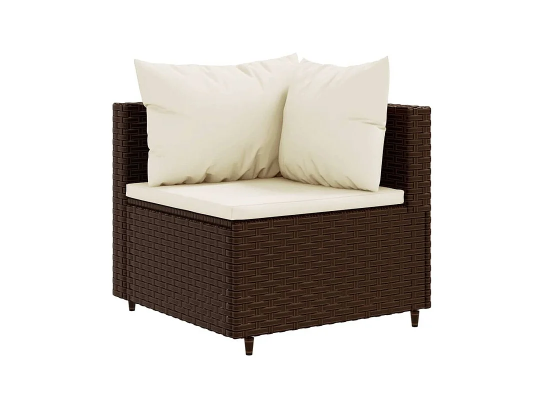 Salon de jardin avec coussins 7 pcs marron résine tressée