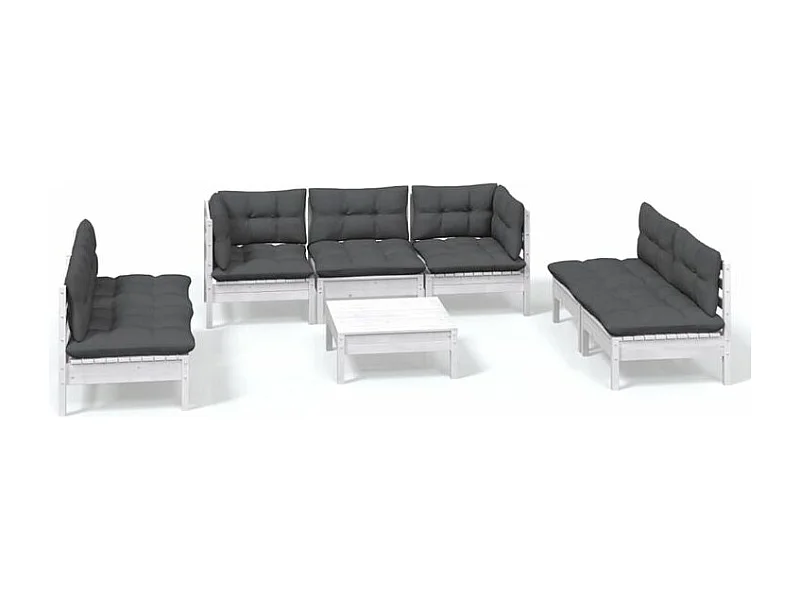 Salon de jardin 8 pcs avec coussins Bois de pin massif