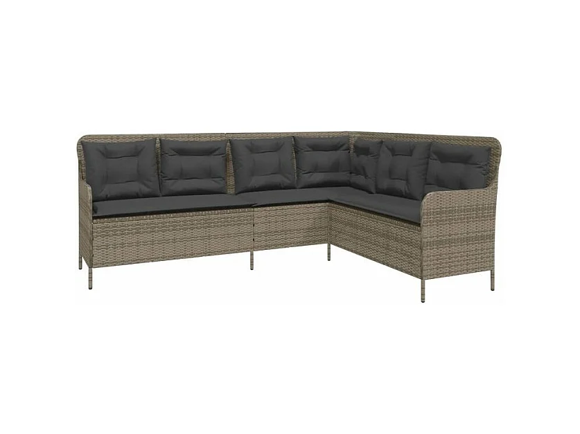 Salon de jardin 2 pcs avec coussins Gris Résine tressée