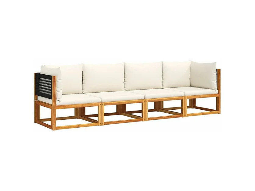 Salon de jardin avec coussins 4 pcs bois d'acacia massif