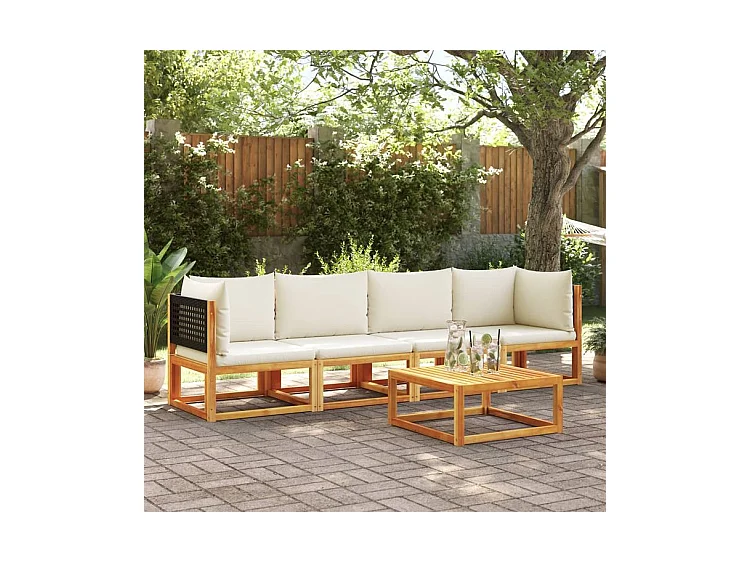 Salon de jardin avec coussins 4 pcs bois d'acacia massif