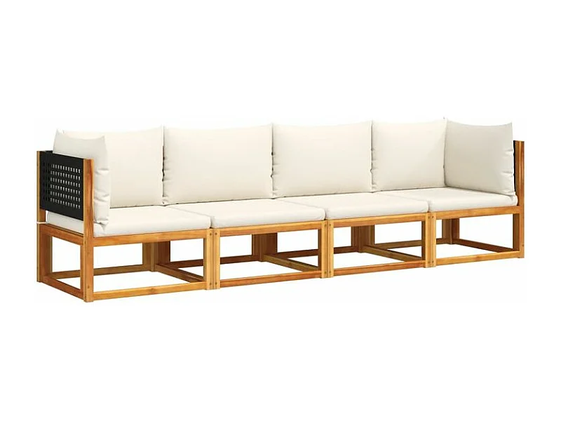 Salon de jardin avec coussins 4 pcs bois d'acacia massif