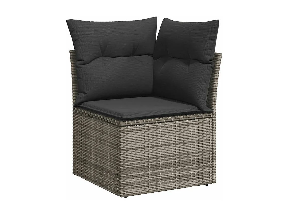 Salon de jardin 6 pcs avec coussins gris résine tressée