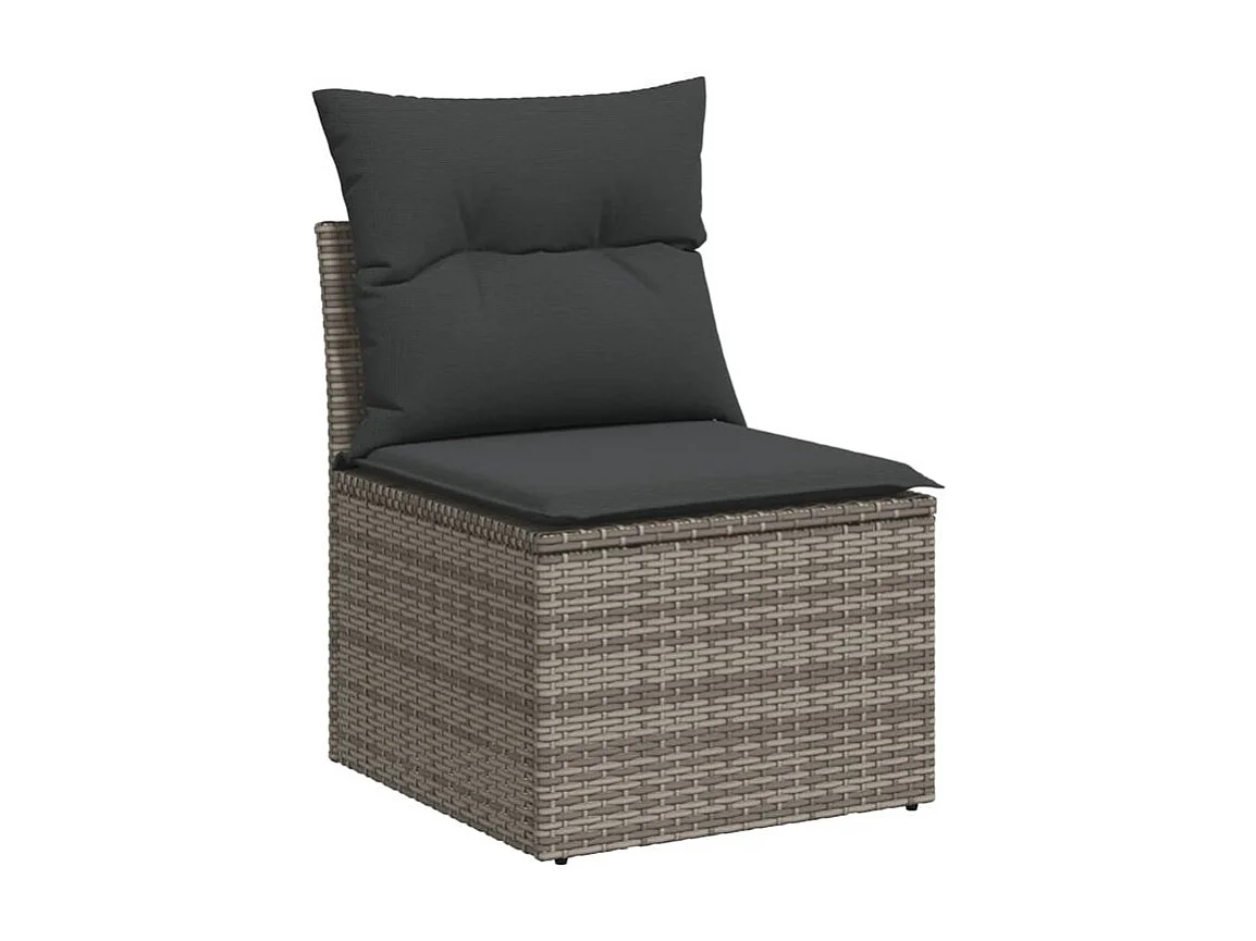 Salon de jardin 6 pcs avec coussins gris résine tressée