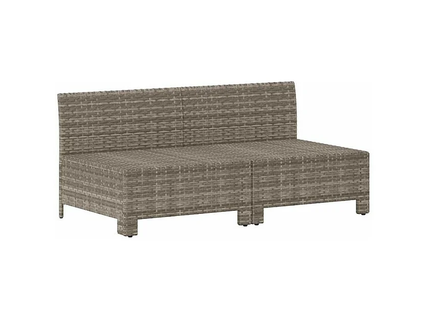 Canapé de jardin 2 places avec coussins Gris Résine tressée