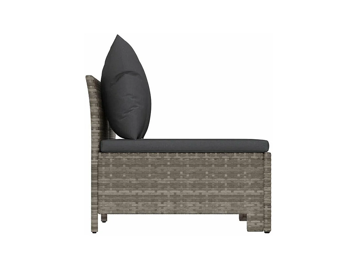 Canapé de jardin 2 places avec coussins Gris Résine tressée