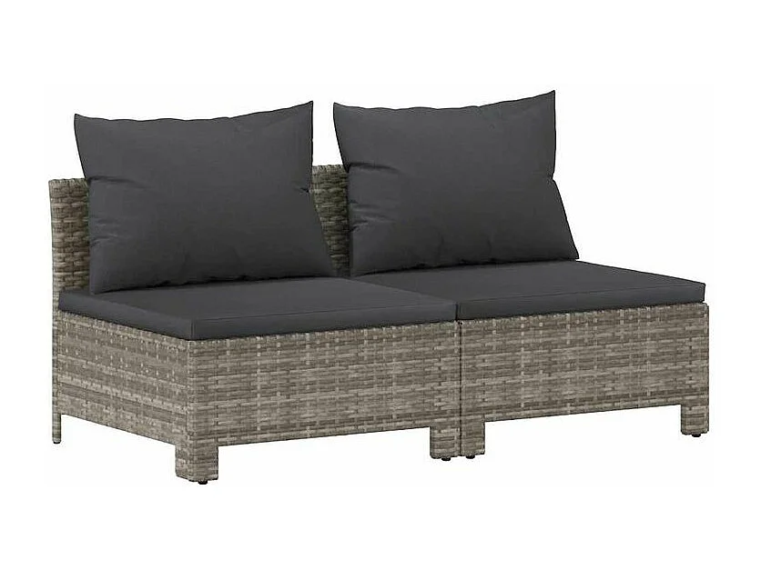 Canapé de jardin 2 places avec coussins Gris Résine tressée