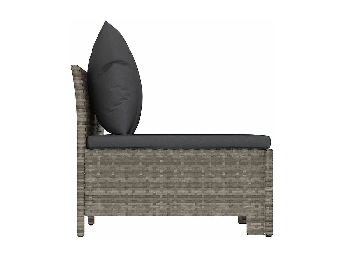 Canapé de jardin 2 places avec coussins Gris Résine tressée