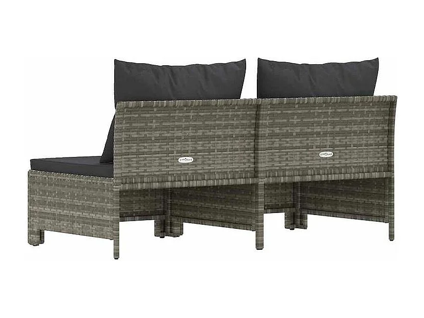 Canapé de jardin 2 places avec coussins Gris Résine tressée