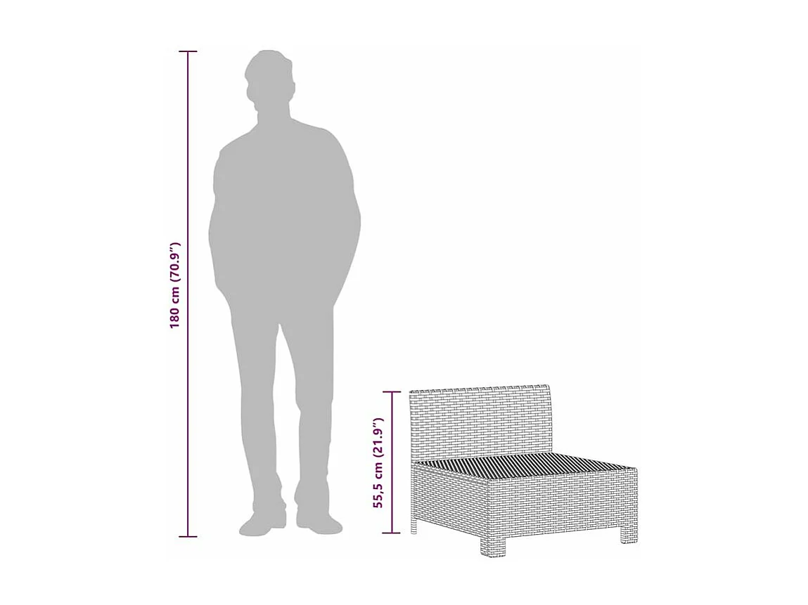 Canapé de jardin 2 places avec coussins Gris Résine tressée