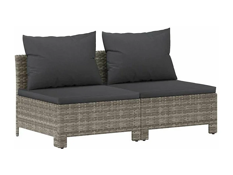 Canapé de jardin 2 places avec coussins Gris Résine tressée