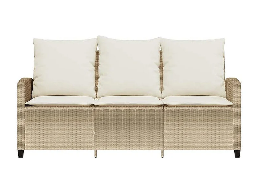 Canapé de jardin 3 places coussins table beige résine tressée