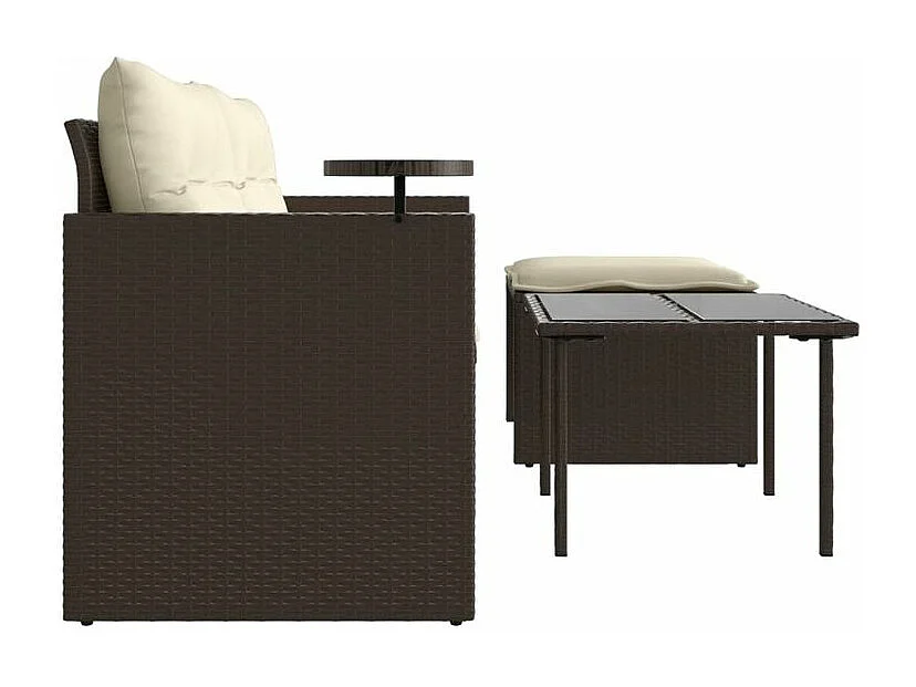 Salon de jardin avec coussins 3 pcs marron résine tressée