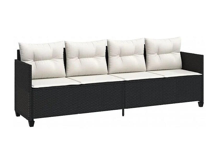 Salon de jardin 5 pcs avec coussins noir résine tressée