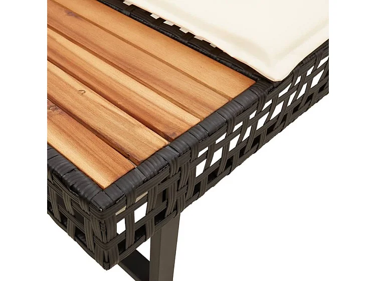 Canapé de jardin avec coussins en forme de L noir rotin acacia