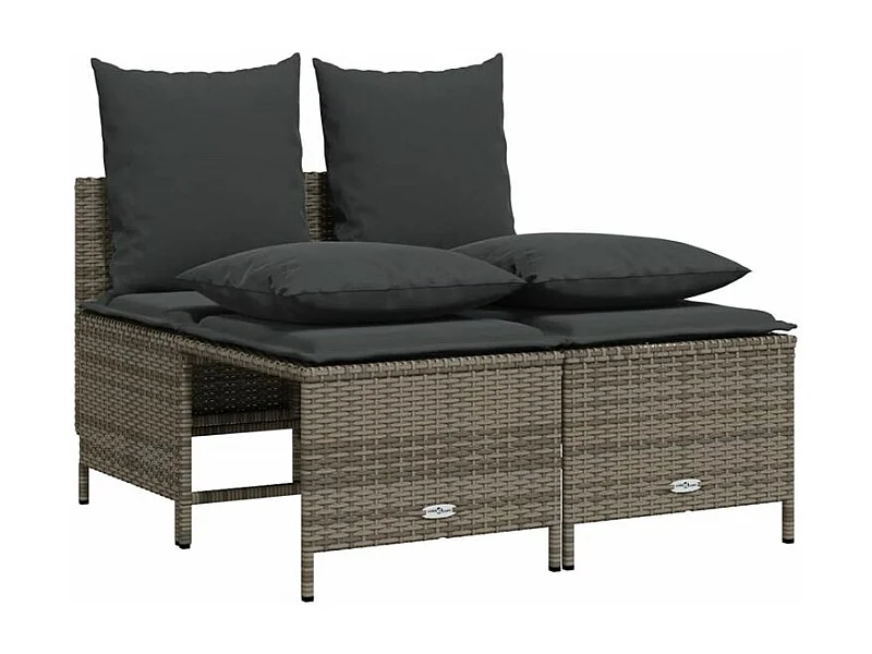 Salon de jardin 4 pcs avec coussins gris résine tressée