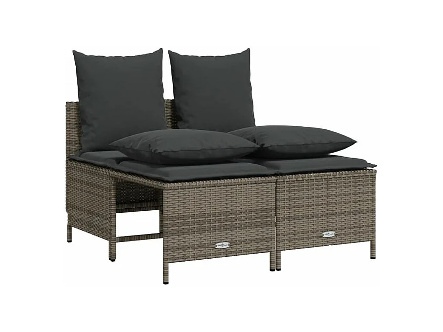 Salon de jardin 4 pcs avec coussins gris résine tressée