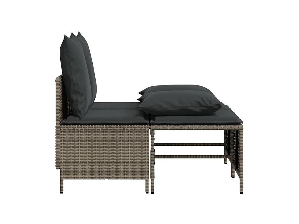 Salon de jardin 4 pcs avec coussins gris résine tressée