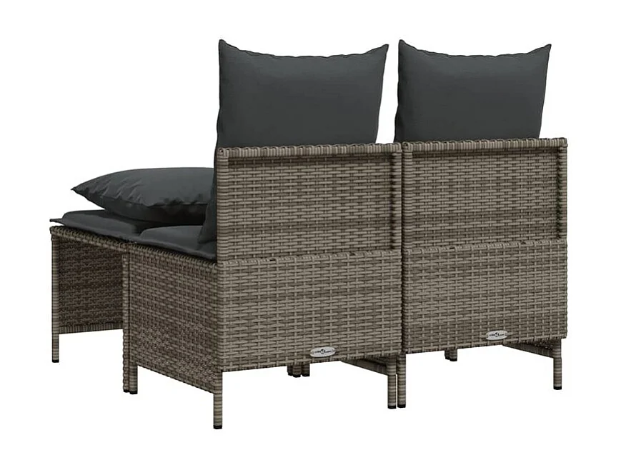 Salon de jardin 4 pcs avec coussins gris résine tressée