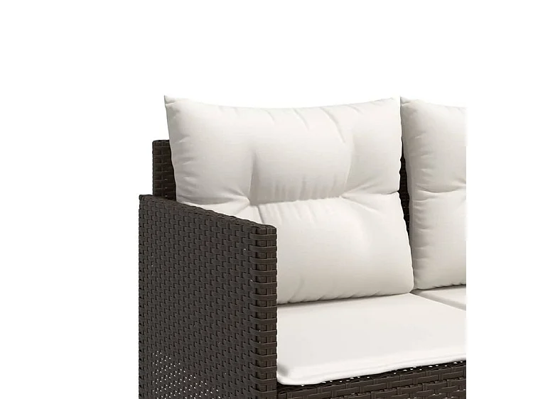 Salon de jardin avec coussins 5 pcs marron résine tressée