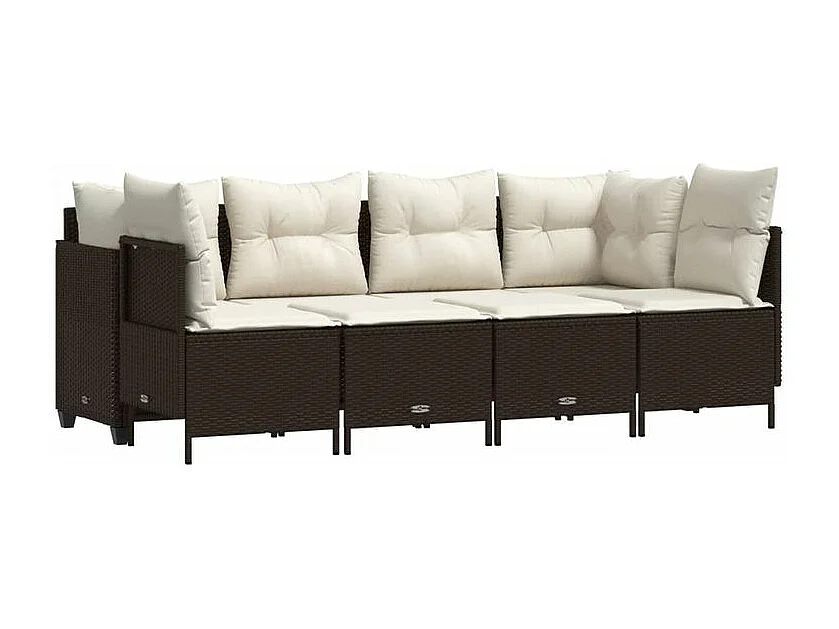 Salon de jardin avec coussins 5 pcs marron résine tressée