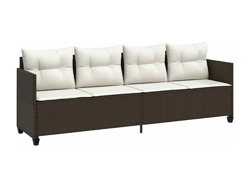 Salon de jardin avec coussins 5 pcs marron résine tressée