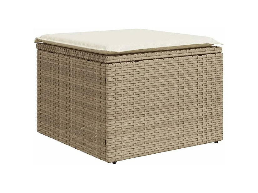Salon de jardin avec coussins 6 pcs beige résine tressée
