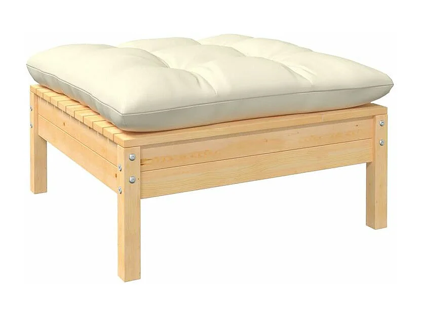 Salon de jardin 3 pcs avec coussins crème Bois de pin