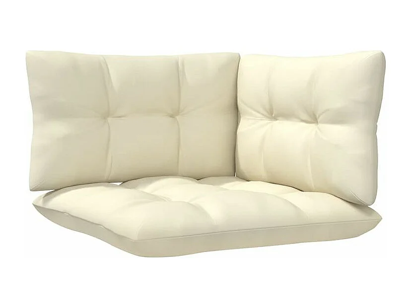 Salon de jardin 3 pcs avec coussins crème Bois de pin
