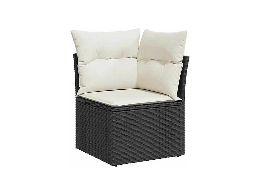 Salon de jardin 10 pcs avec coussins noir résine tressée