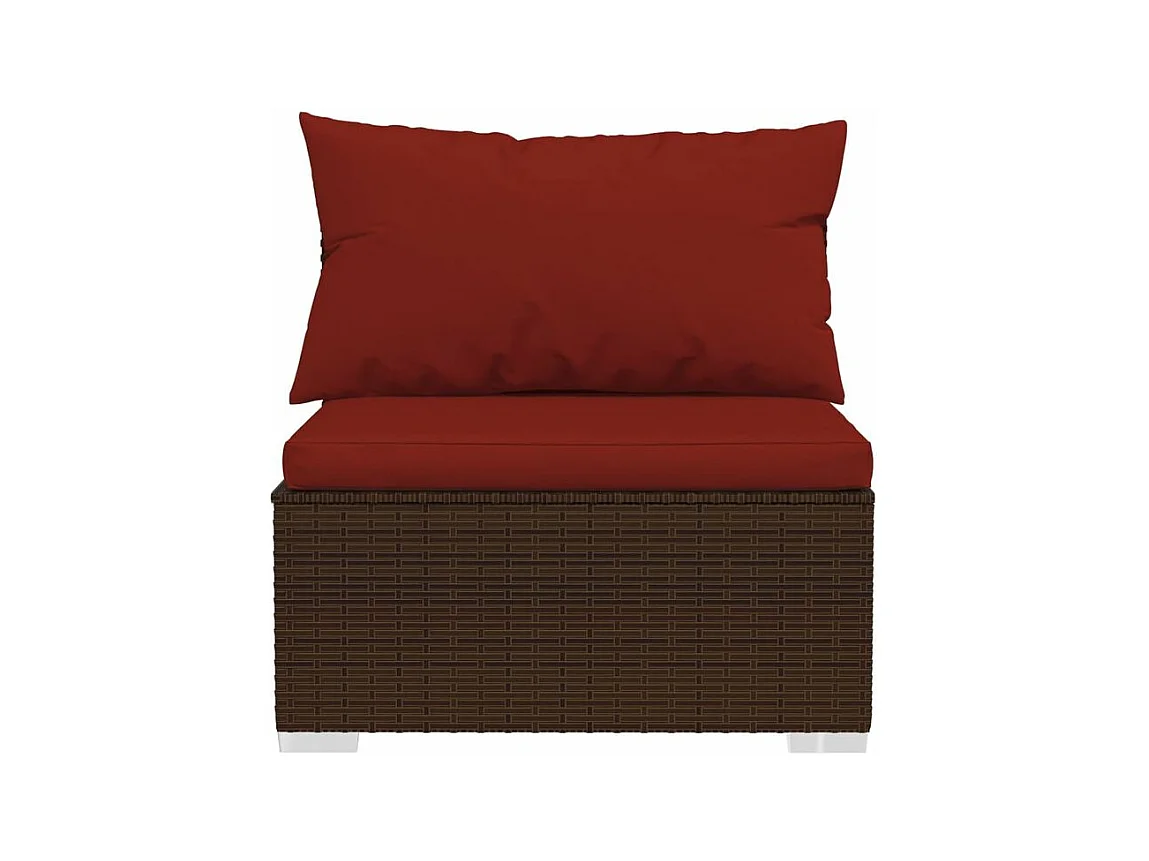 Salon de jardin 5 pcs avec coussins résine tressée marron