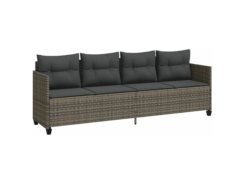 Salon de jardin 5 pcs avec coussins gris résine tressée