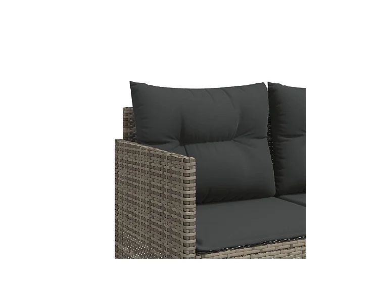 Salon de jardin 5 pcs avec coussins gris résine tressée