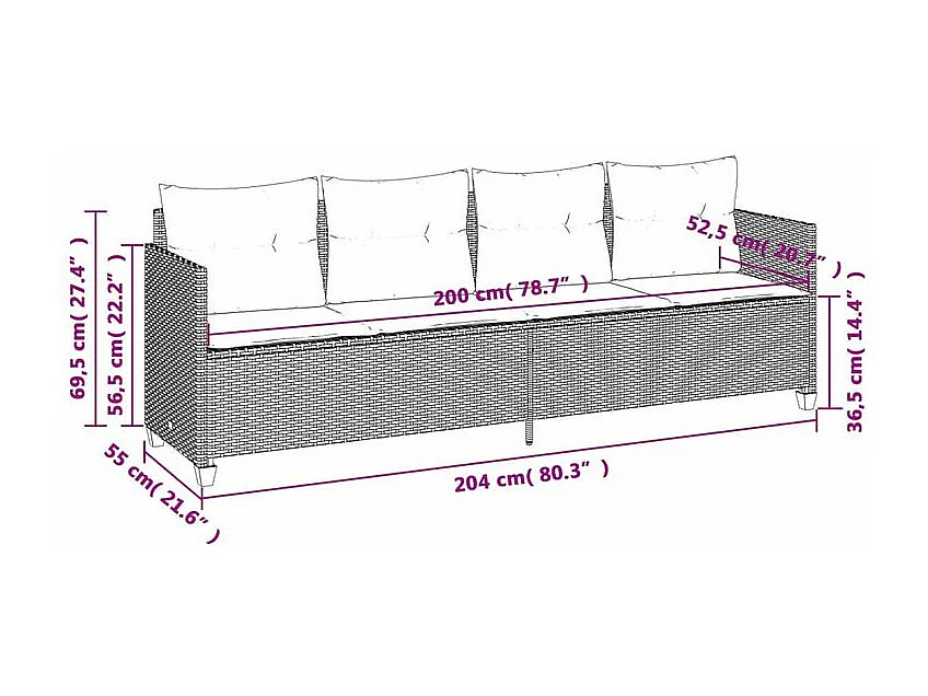 Salon de jardin 5 pcs avec coussins gris résine tressée