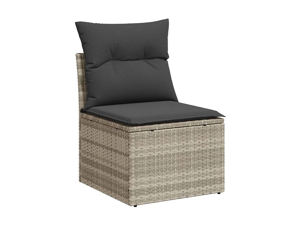 Salon de jardin avec coussins 7 pcs gris clair résine tressée