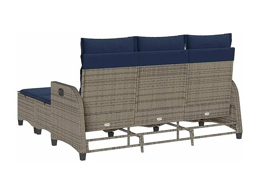 Salon de jardin 3 pcs avec coussins forme L gris résine tressée