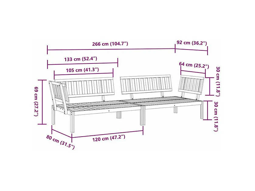 Canapés d'angle palette de jardin 2 pcs bois massif d'acacia