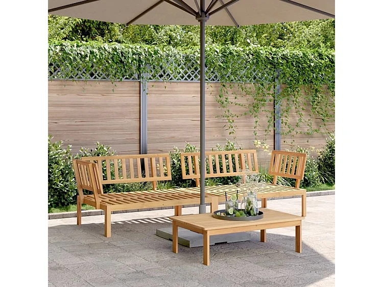 Canapés d'angle palette de jardin 2 pcs bois massif d'acacia